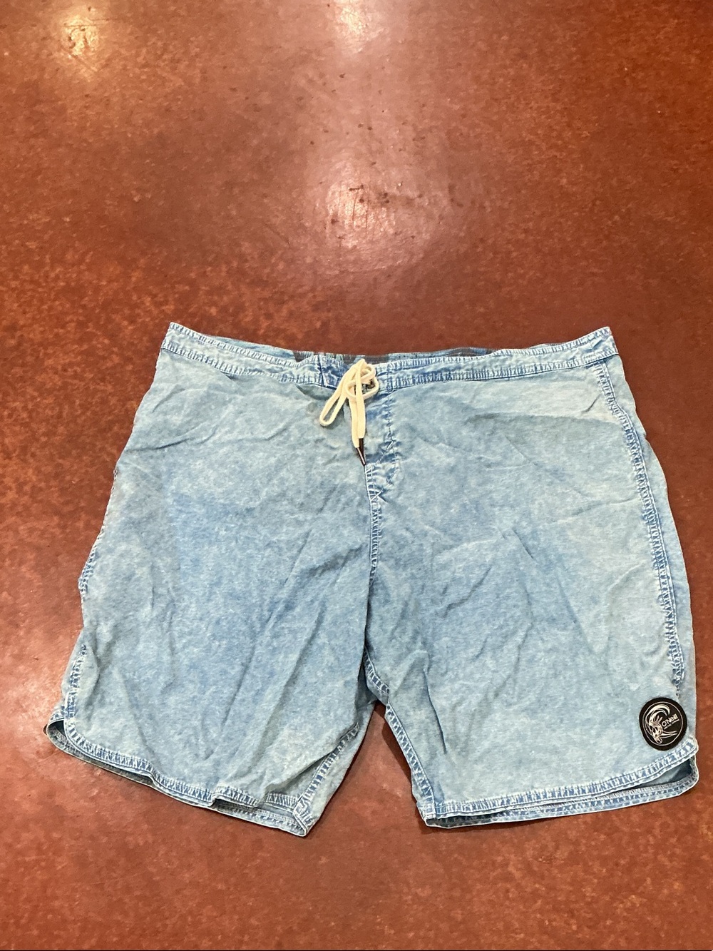 O'Neill Light Blue Men's Swim Board Shorts with Cream Drawstring